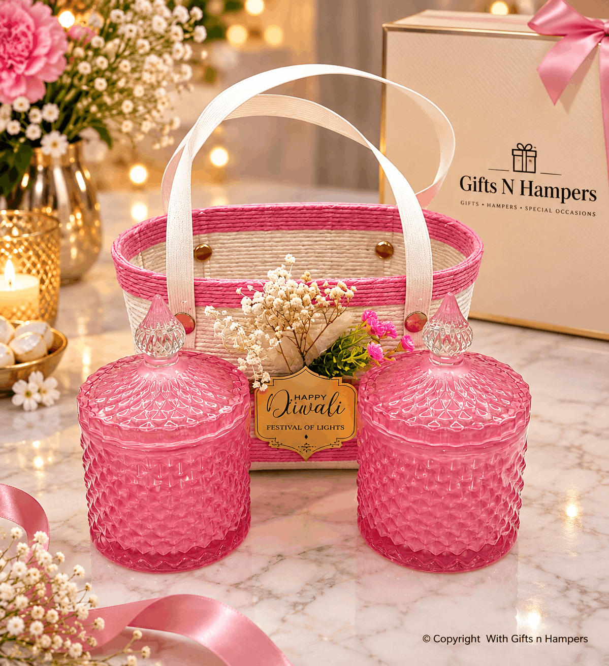 Pink Dry Fruits Basket image 2